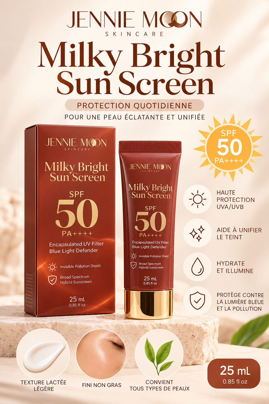 Écran Solaire Visage JENNiE MOON – SPF 50 PA++++