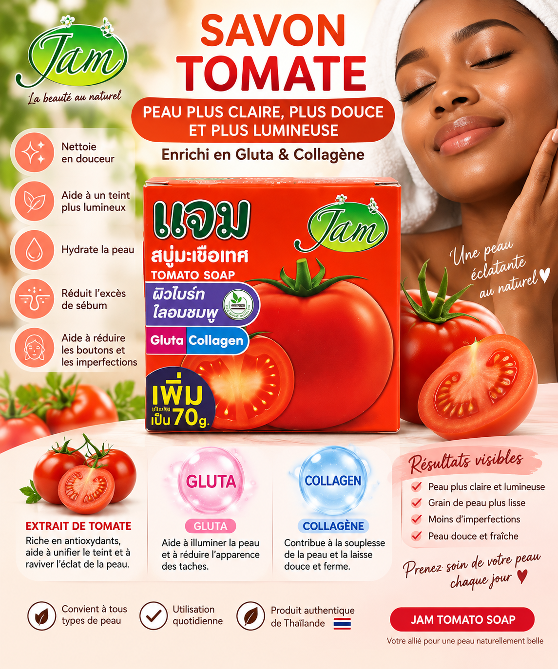 Savon Tomate jam-Gluta& collagène