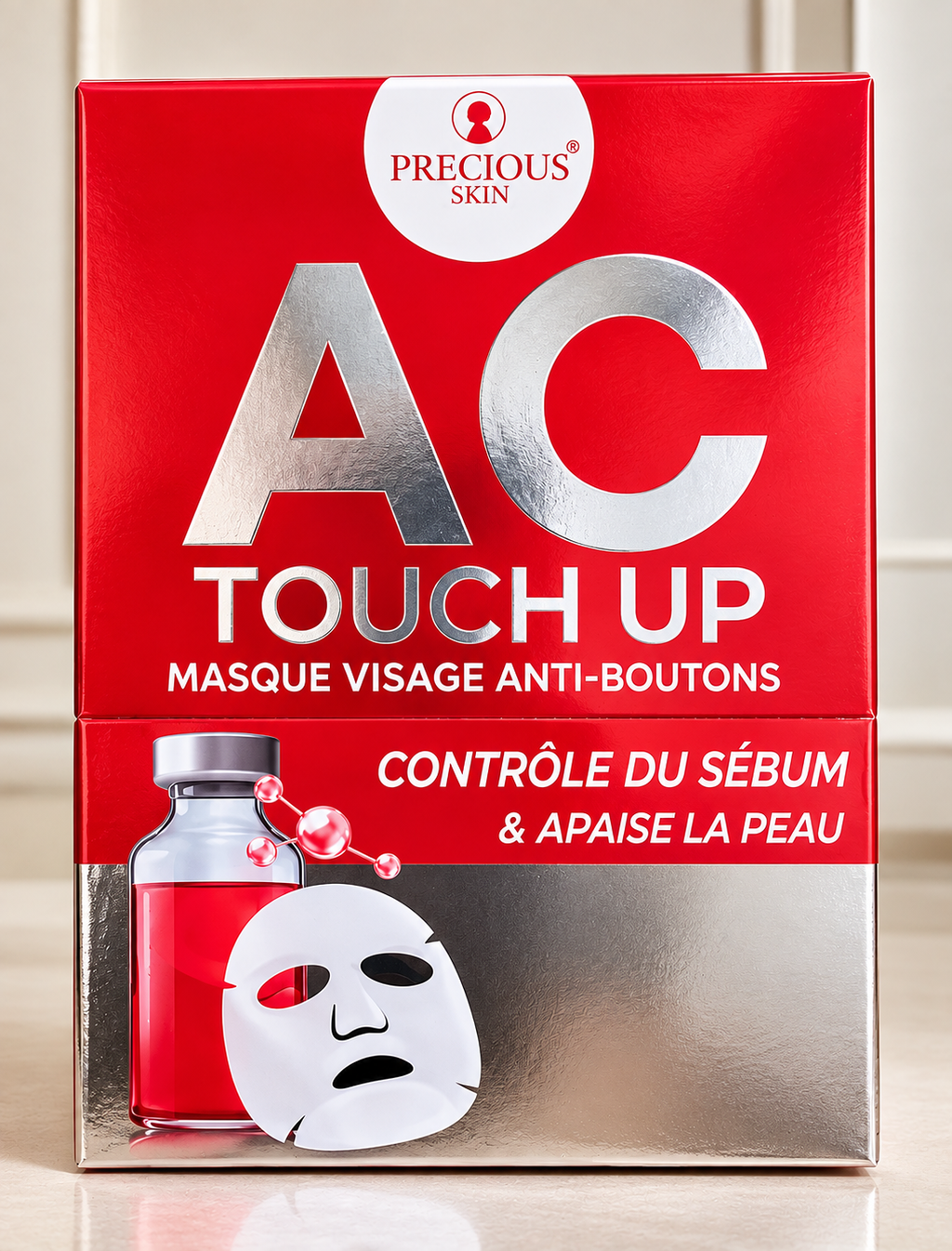 Precious Touch Up AC Acne Mask – Masque visage anti-boutons, contrôle du sébum – 10 masques