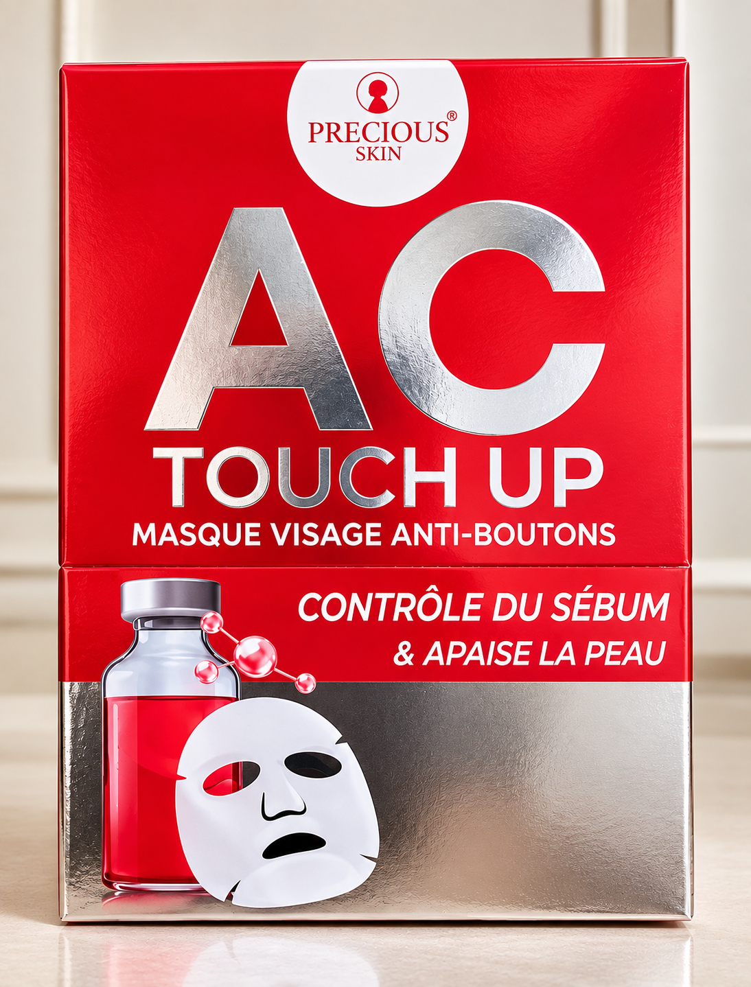 Precious Touch Up AC Acne Mask – Masque visage anti-boutons, contrôle du sébum – 10 masques