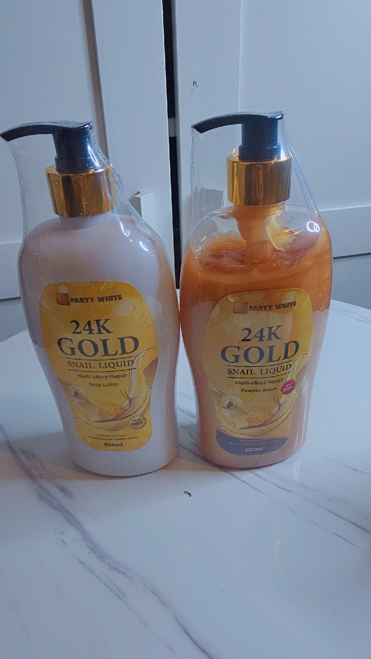 💛 PARTY WHITE 24K GOLD SNAIL LIQUID – Duo Éclat & Hydratation
