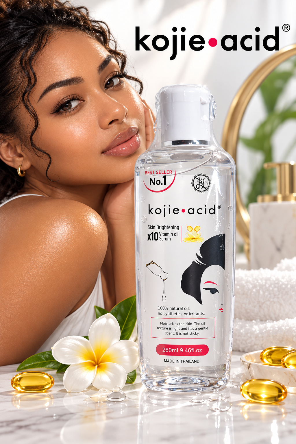 Kojie-Acidx10 Vitamin oil serum- Éclat & Hydratation 280ml